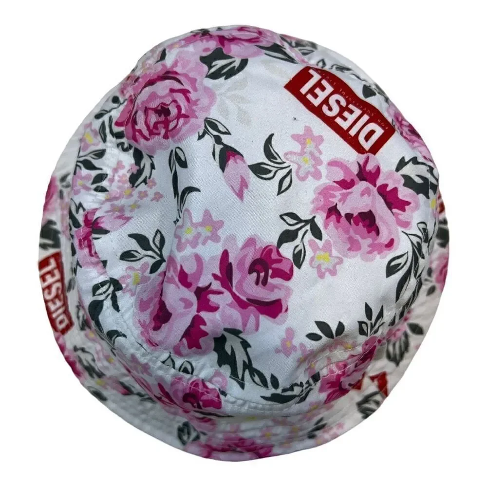 Diesel Kids Girls Floral Print Summer Fashion Packable Bucket Hat Pink One-Size